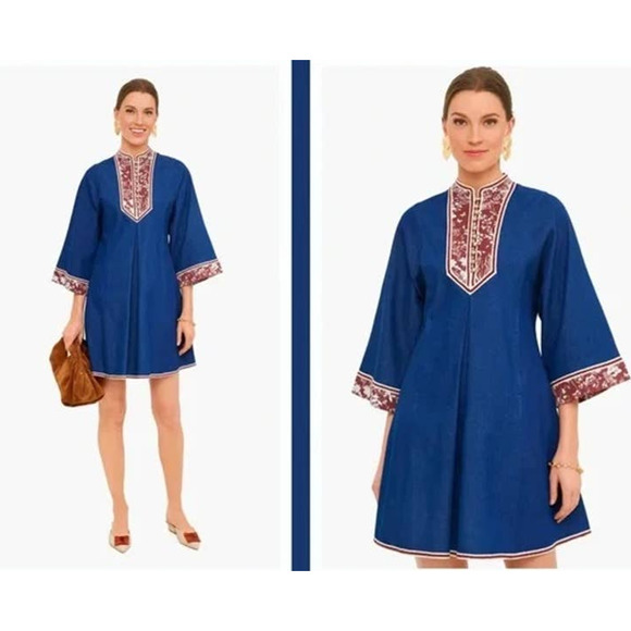 Tuckernuck Dresses & Skirts - Tuckernuck Indre Chambray Mini Dress Quarter Sleeve NEW size XS